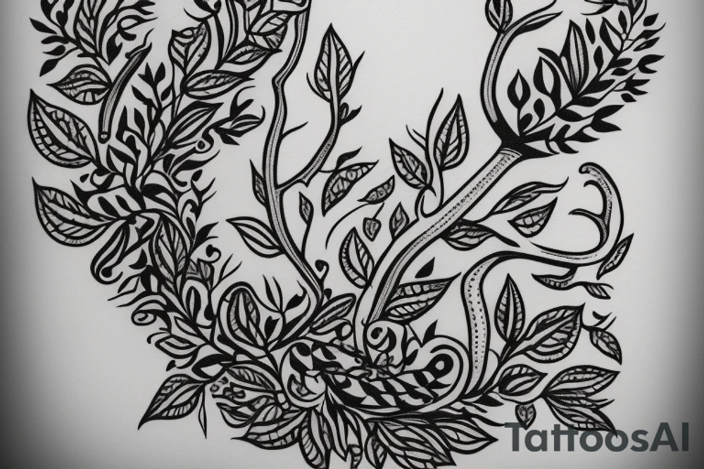 whole arm slavic tatto with Tree tattoo idea