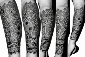whole arm slavic tatto with Tree tattoo idea