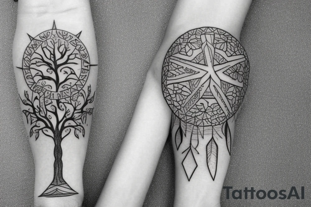 whole arm slavic tatto with Tree tattoo idea