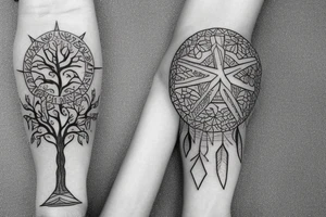 whole arm slavic tatto with Tree tattoo idea