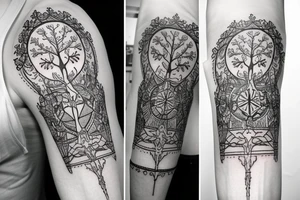 whole arm slavic tatto with Tree tattoo idea