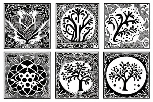 whole arm slavic tatto with Tree tattoo idea
