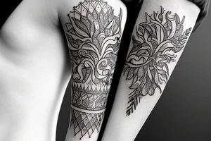 whole arm slavic tatto with Tree tattoo idea