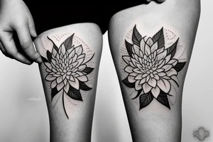 Dahlias and leaves tattoo idea