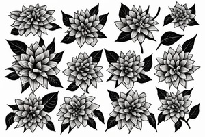 Dahlias and leaves tattoo idea