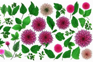 Pink Dahlias and green leaves tattoo idea