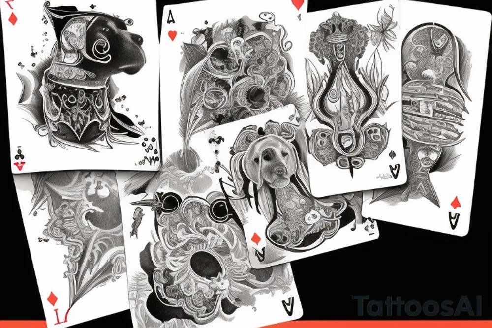 playing card with labradors tattoo idea