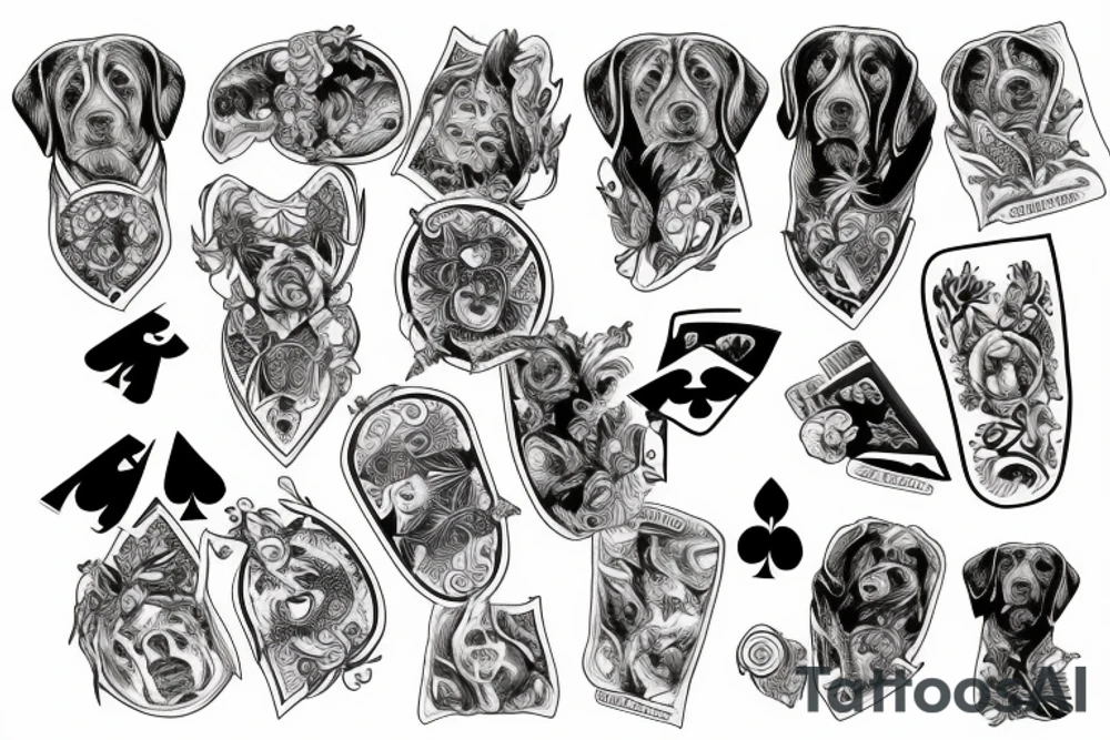 playing card with labradors tattoo idea