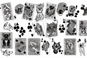 playing card with dogs tattoo idea