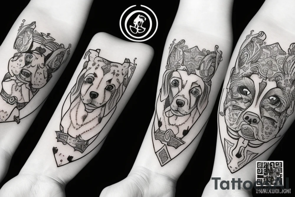 playing card with dogs tattoo idea