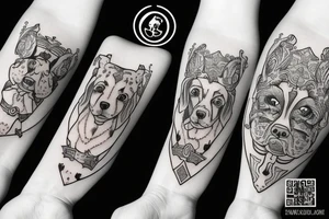 playing card with dogs tattoo idea