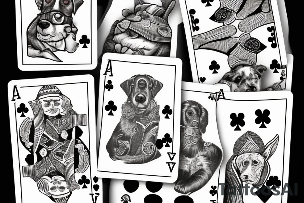 playing card dog tattoo idea