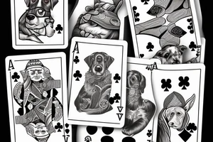 playing card dog tattoo idea