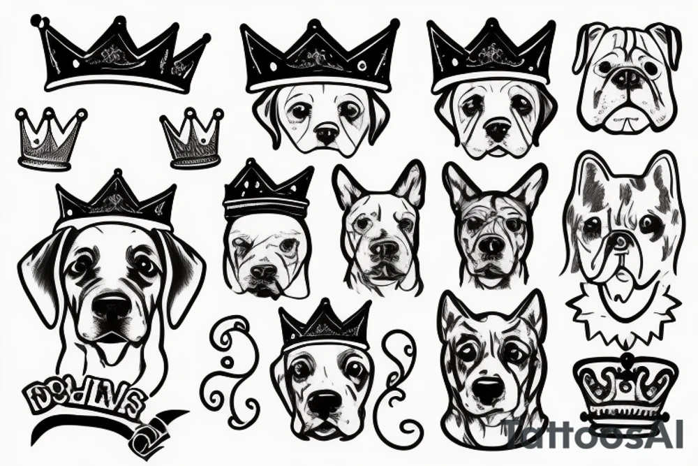 dog with crown tattoo idea
