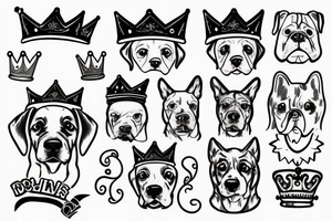 dog with crown tattoo idea
