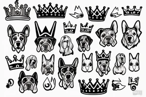 dog with crown tattoo idea