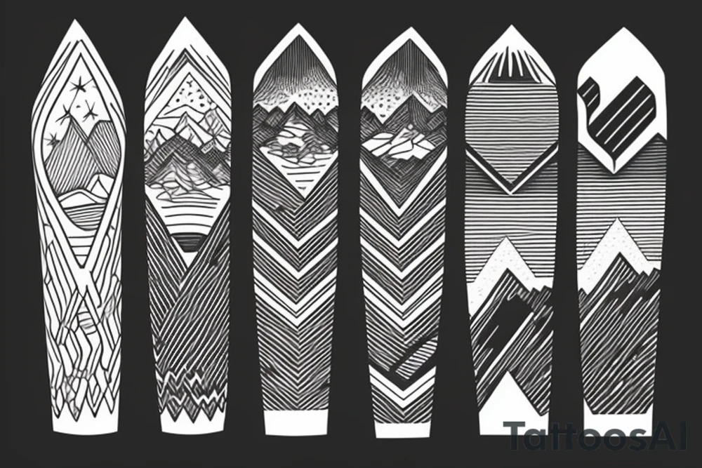 Mountains and sunrise tattoo idea