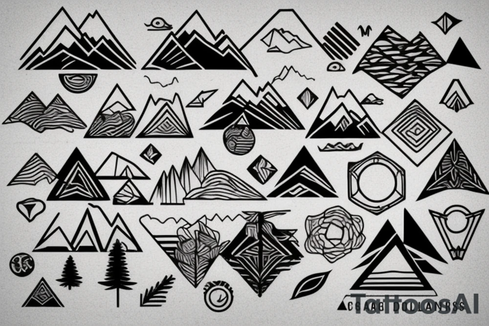 Mountains and sunrise tattoo idea