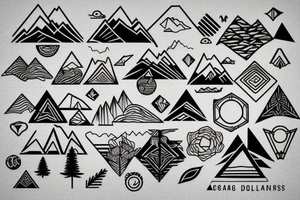 Mountains and sunrise tattoo idea