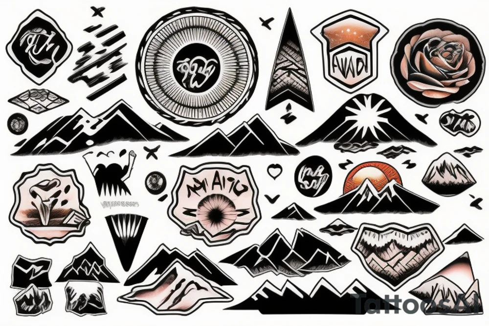 Sunrise over mountains tattoo idea