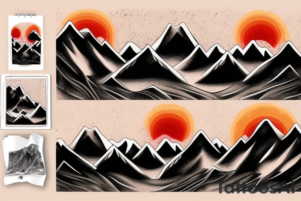 Sunrise over mountains tattoo idea