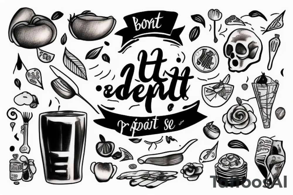 bon apetit writing tattoo idea