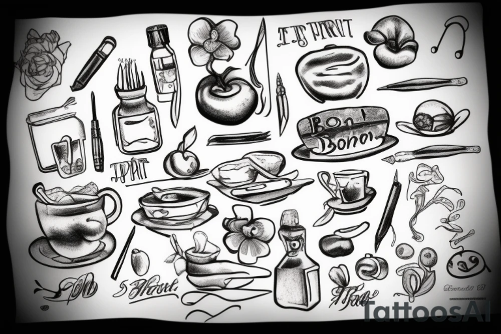 bon apetit writing tattoo idea