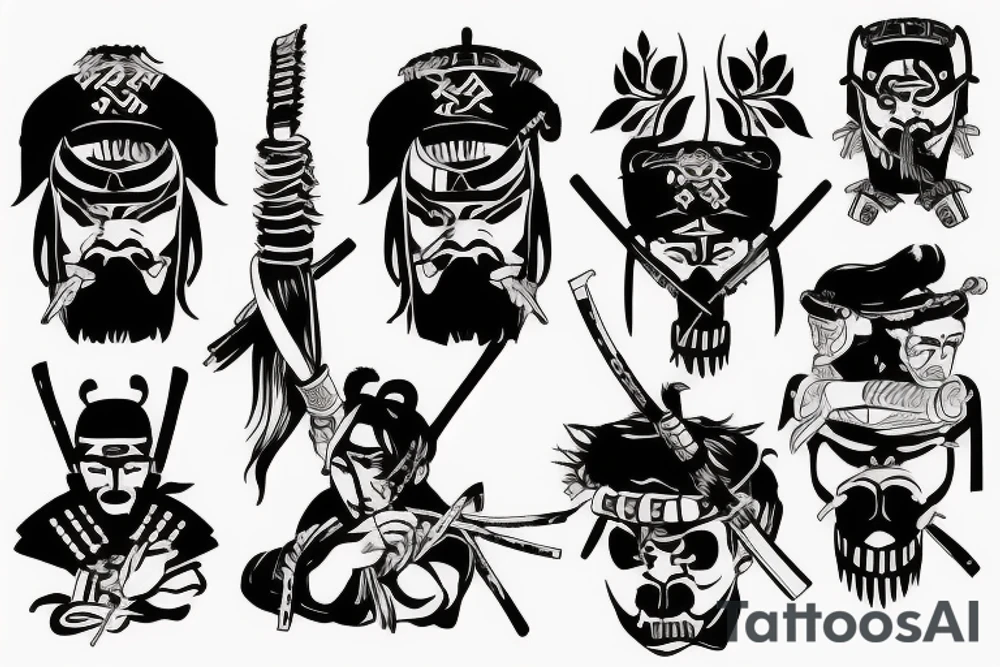 Samurai in war field tattoo idea