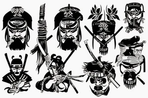 Samurai in war field tattoo idea