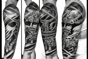 Samurai in war field tattoo idea