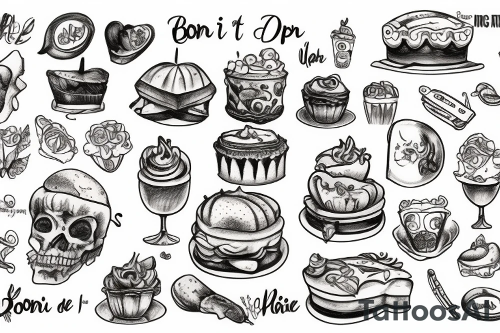 napis "bon apetit" tattoo idea