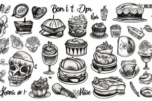 napis "bon apetit" tattoo idea