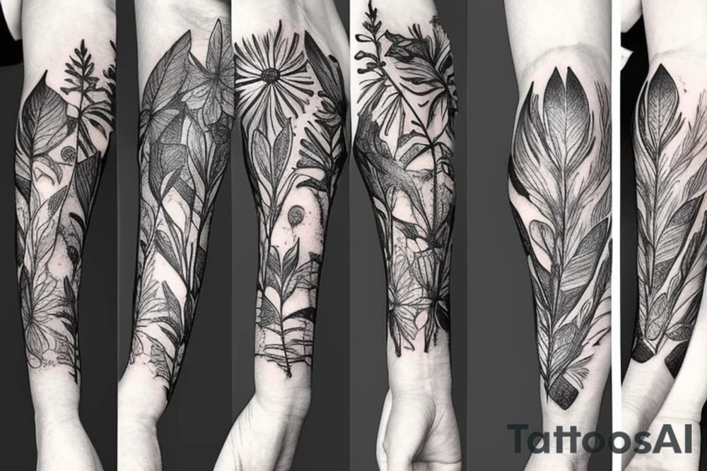 Plants wrapped around arm tattoo idea