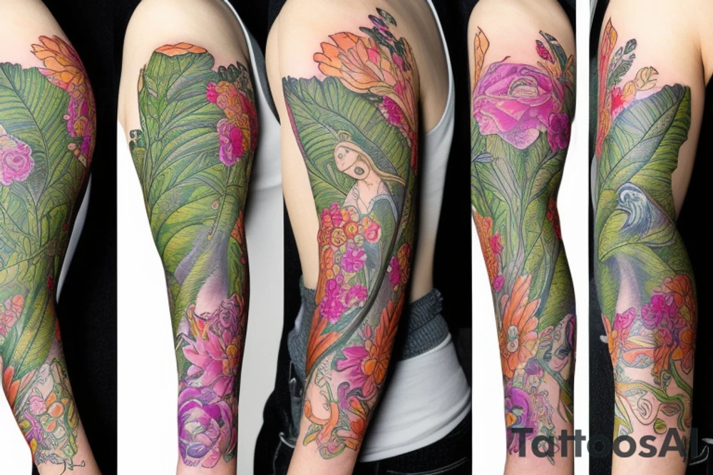 Plants wrapped around arm tattoo idea