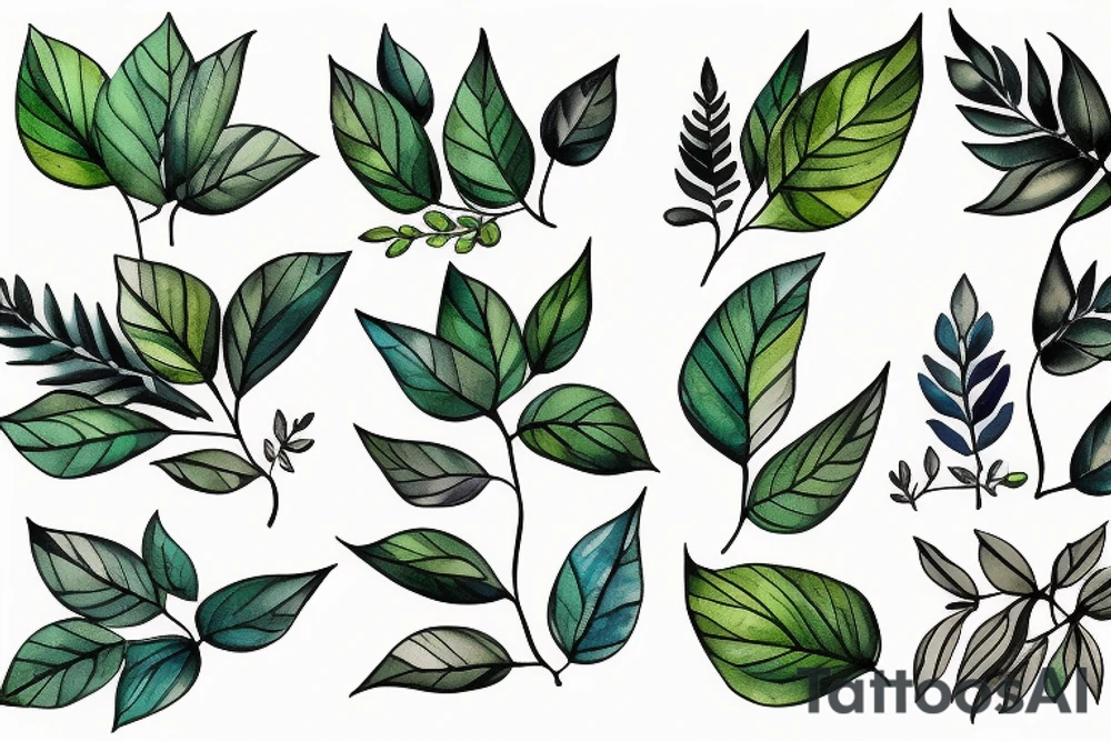 Plants and leaves tattoo idea