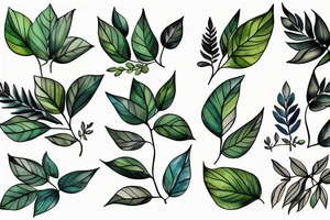 Plants and leaves tattoo idea