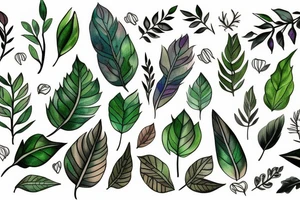 Plants and leaves tattoo idea