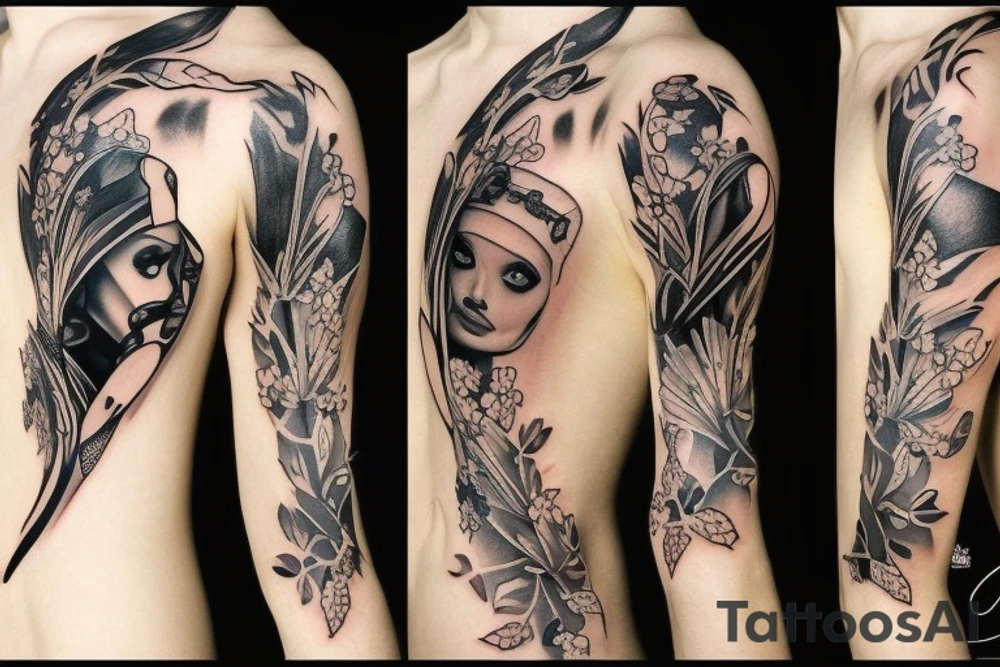 black widow on right shoulder tattoo idea