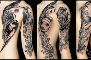 black widow on right shoulder tattoo idea