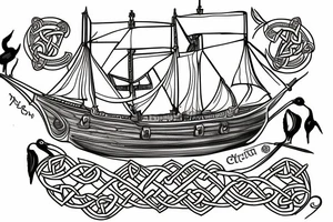 Celtic ship with raven tattoo idea