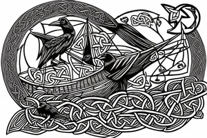 Celtic ship with raven tattoo idea
