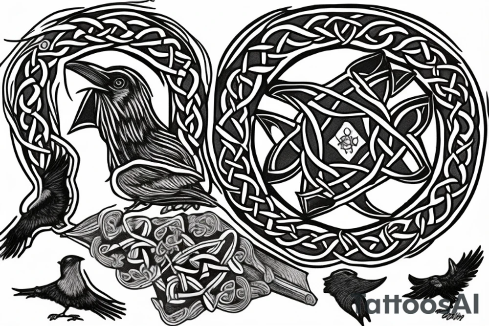 Celtic ship with 5 ravens tattoo idea