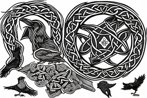 Celtic ship with 5 ravens tattoo idea