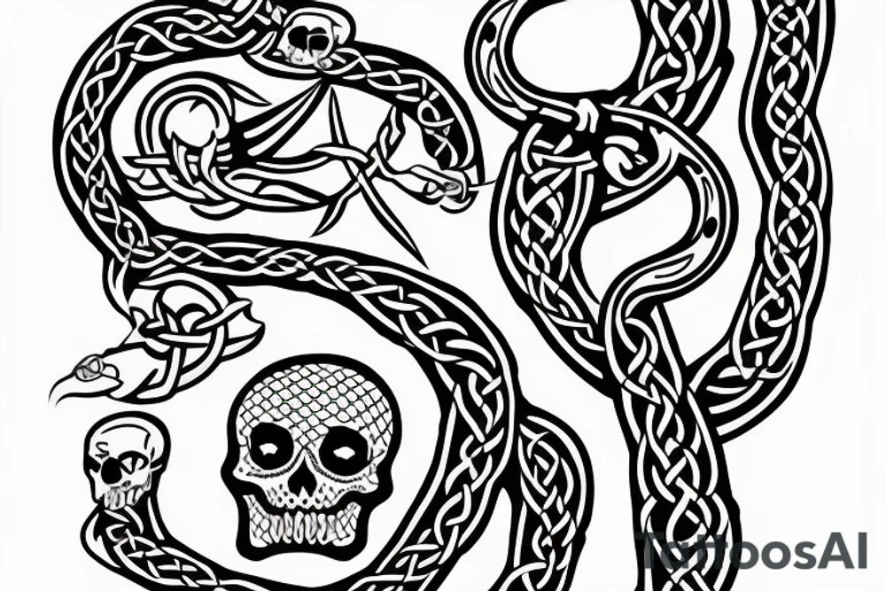 Celtic skull with snake tattoo idea