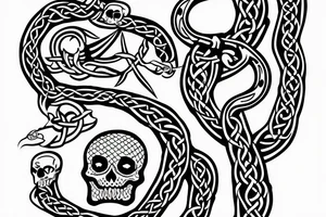 Celtic skull with snake tattoo idea