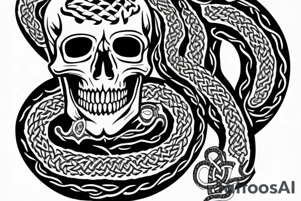 Celtic skull with snake tattoo idea