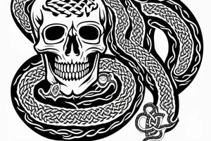 Celtic skull with snake tattoo idea