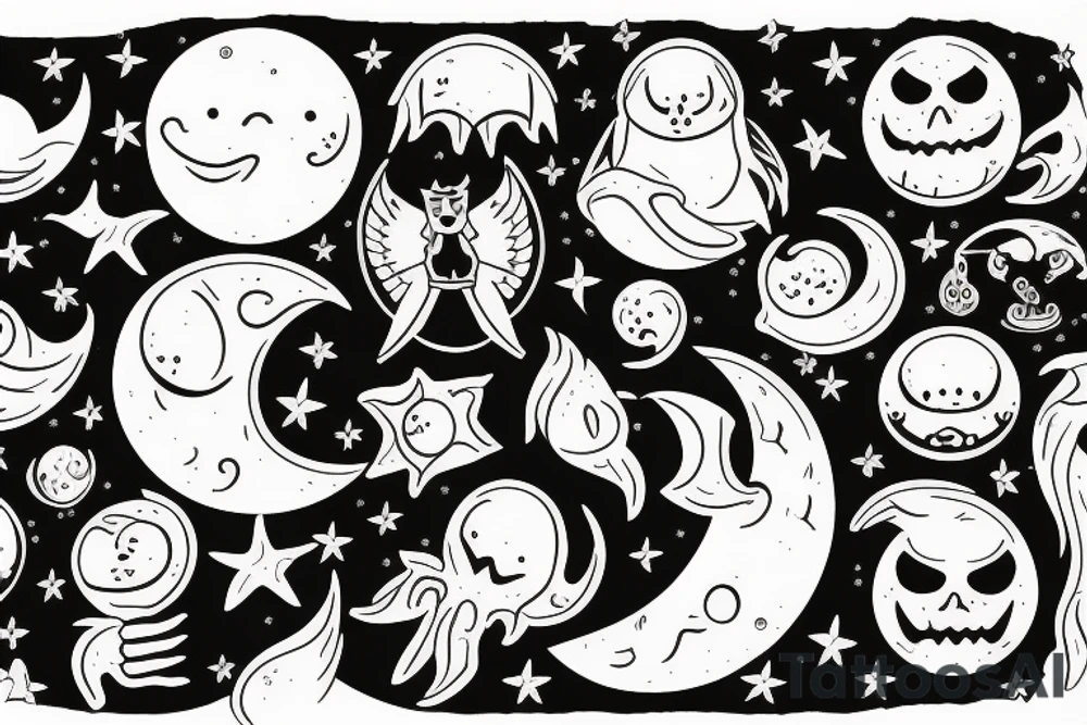Ghost in the moon tattoo idea