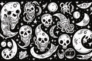 Ghost in the moon tattoo idea