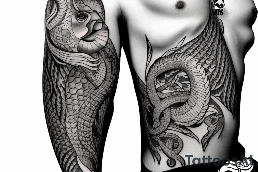 tattoo zodiac sign fish and capricorn tattoo idea